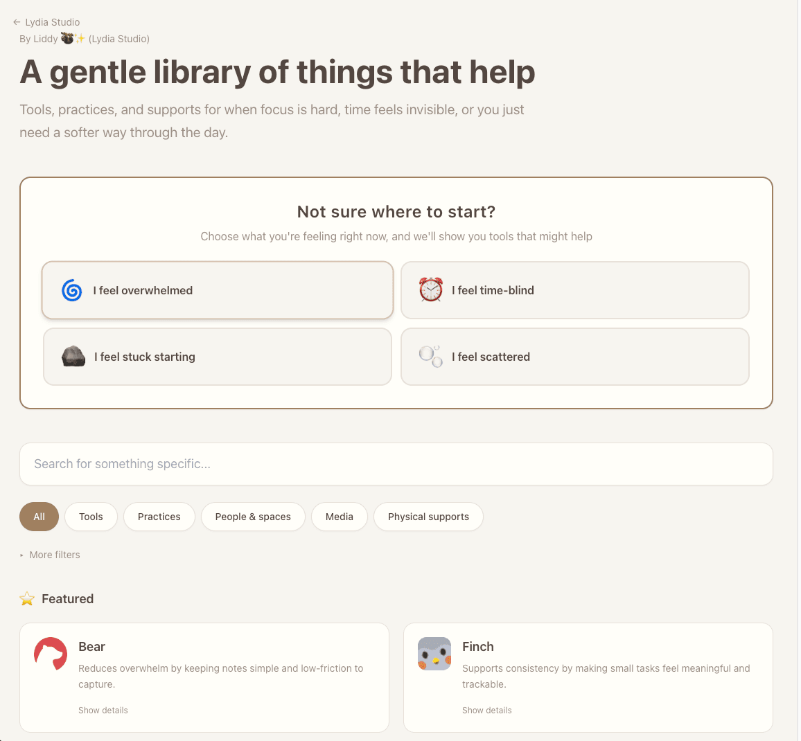 Resources Library interface